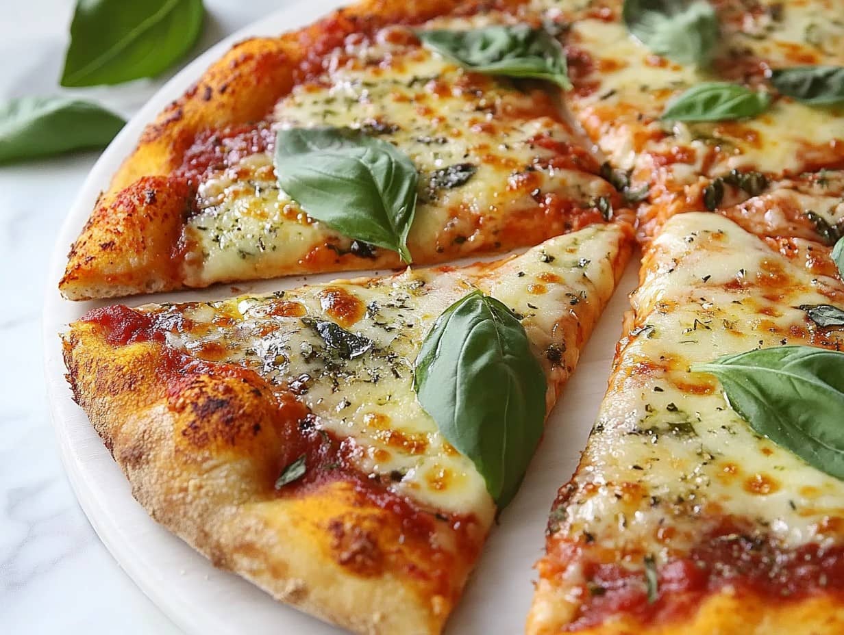 Classic Margherita pizza with fresh basil and crispy crust.