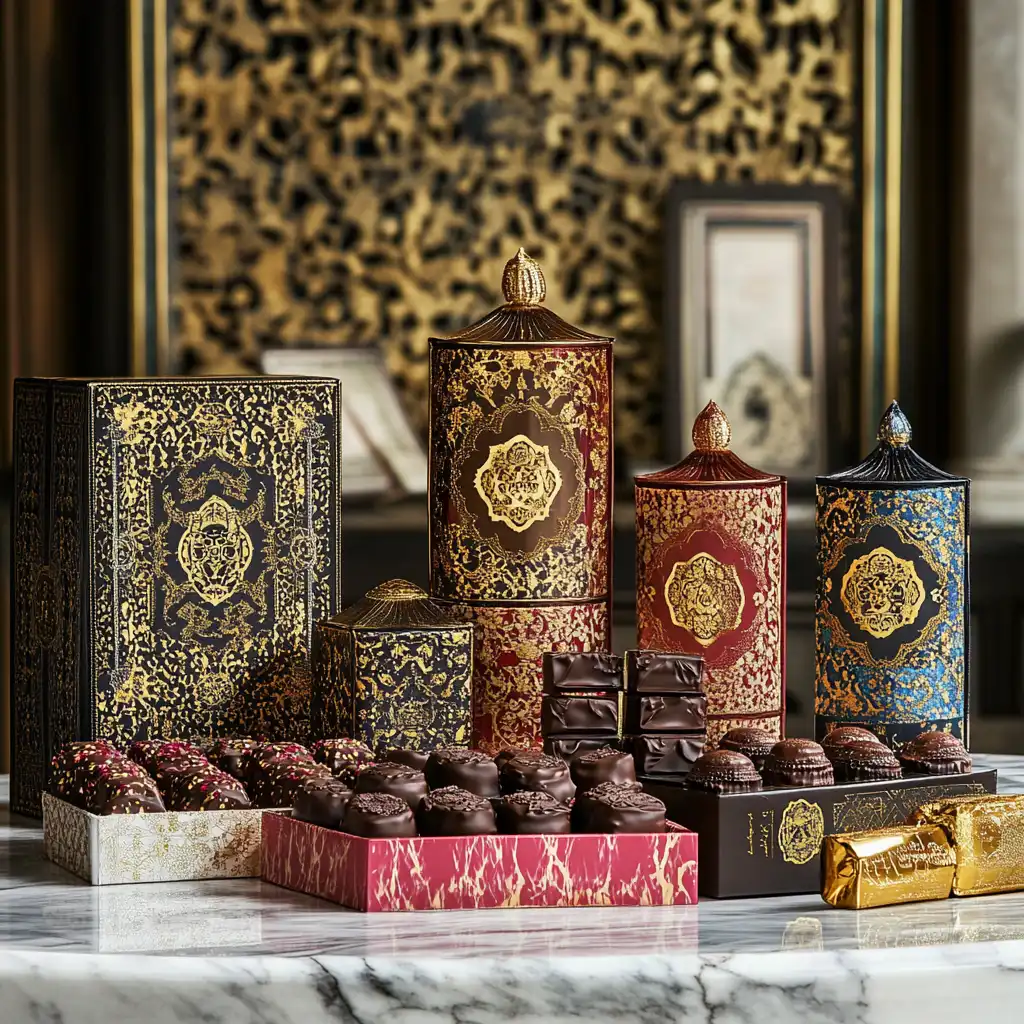 Luxury Dubai chocolate in ornate packaging