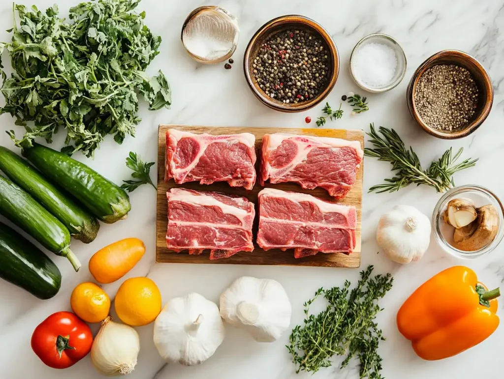 Ingredients for boneless beef short ribs.