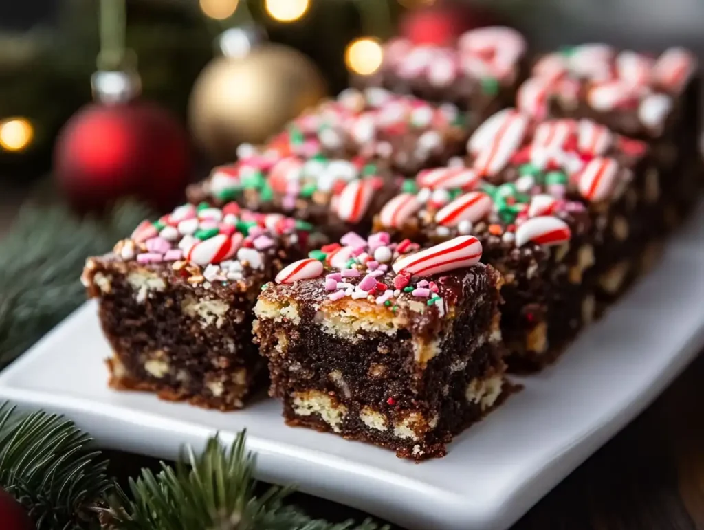 Festive brookies with holiday sprinkles.