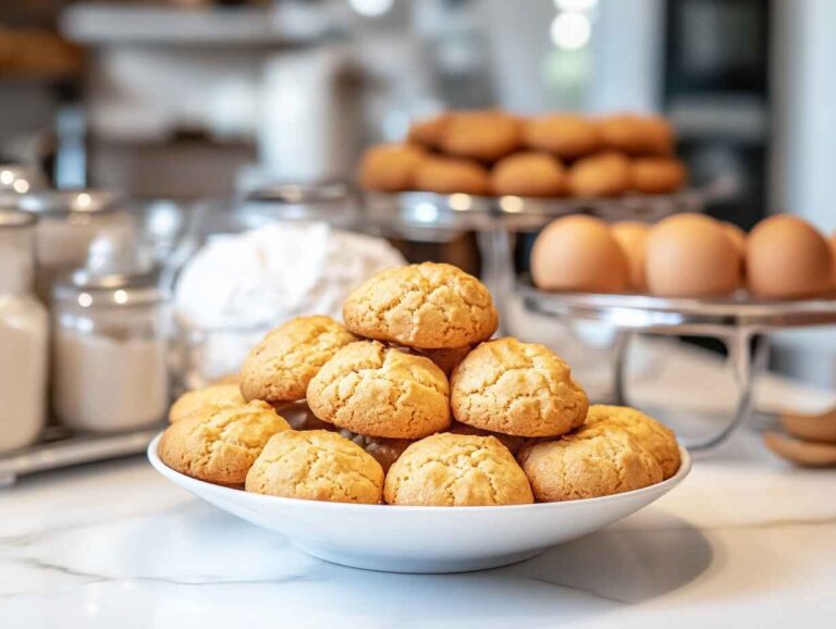 Freshly Baked Cookies With Ingredients In The Kitchen.