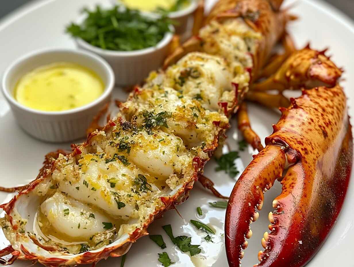 Freshly cooked lobster served with assorted dipping sauces and white wine.