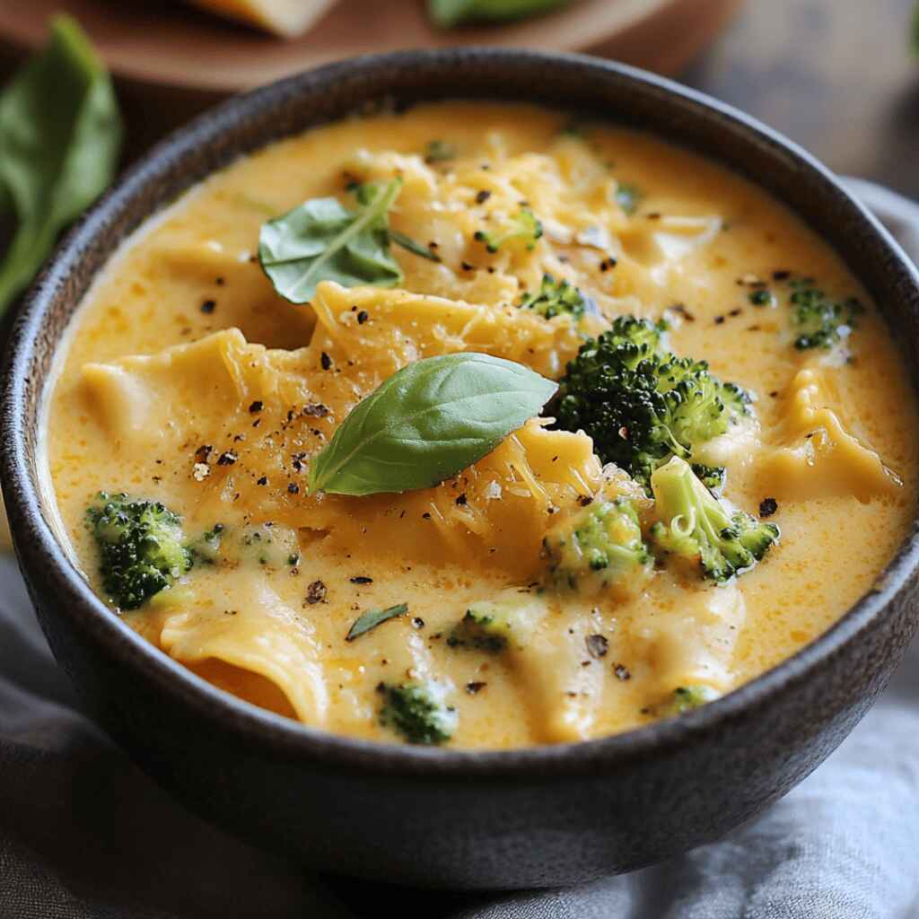 Broccoli Cheddar Lasagna Soup recipe