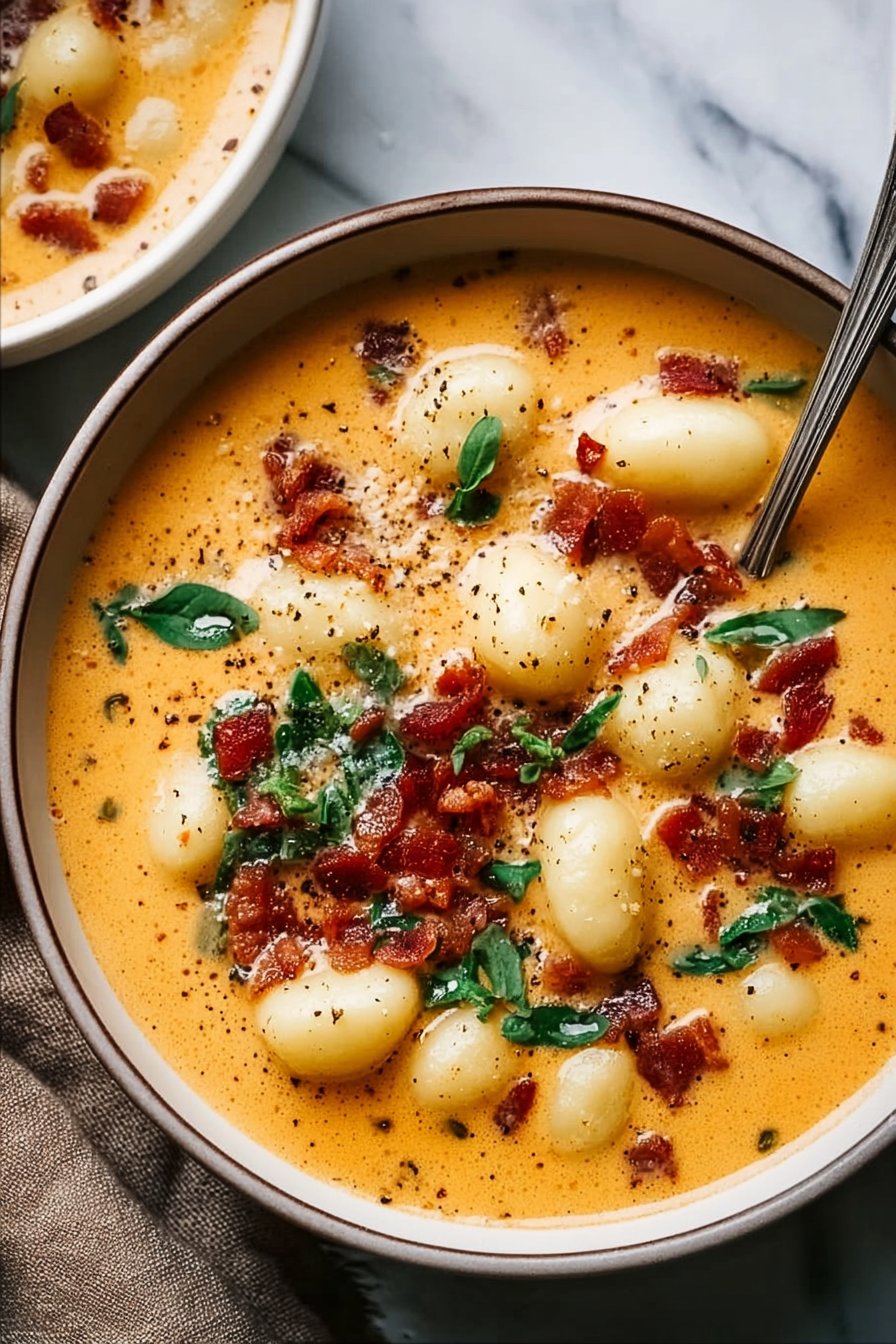 Bacon Cheddar Gnocchi Soup