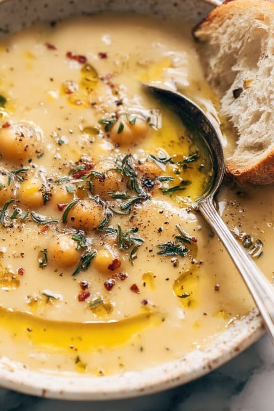Vegan Garlic Chickpea Soup