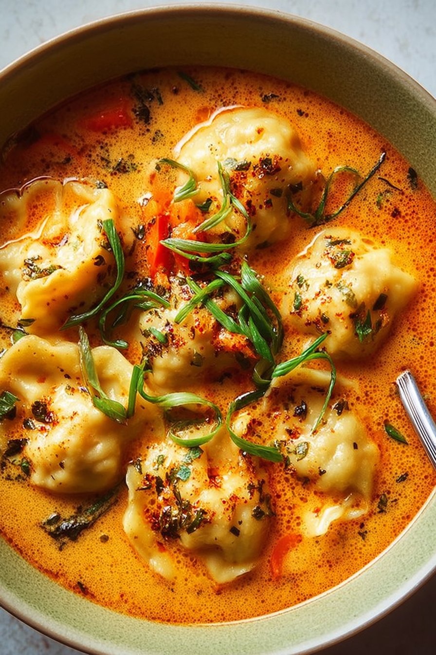 Quick Coconut Curry Soup with Dumplings - Alright with Me