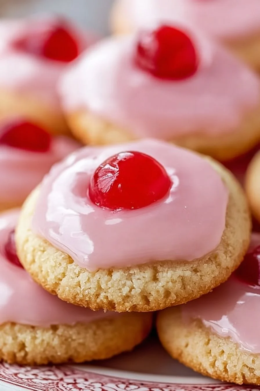Delicious homemade Almond Cherry Cookies with nuts and cherries