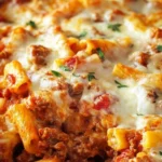 Delicious baked Mostacciolo served on a plate with herbs.