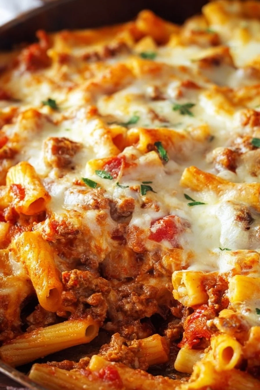 Delicious baked Mostacciolo served on a plate with herbs.