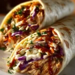 BBQ Chicken Coleslaw Wraps served on a plate with fresh ingredients