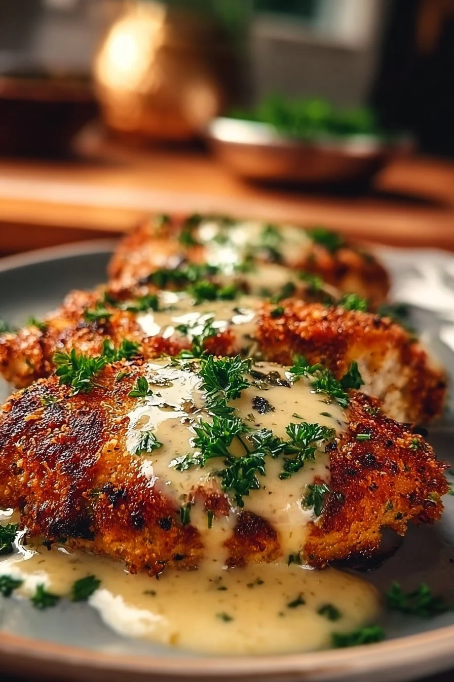 Delicious breaded chicken served with rich garlic sauce