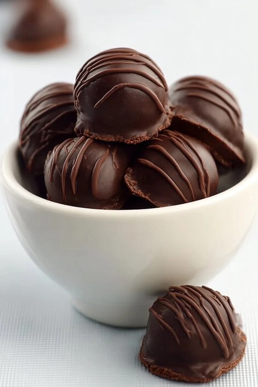 Vegan and gluten-free brownie batter truffles on a plate