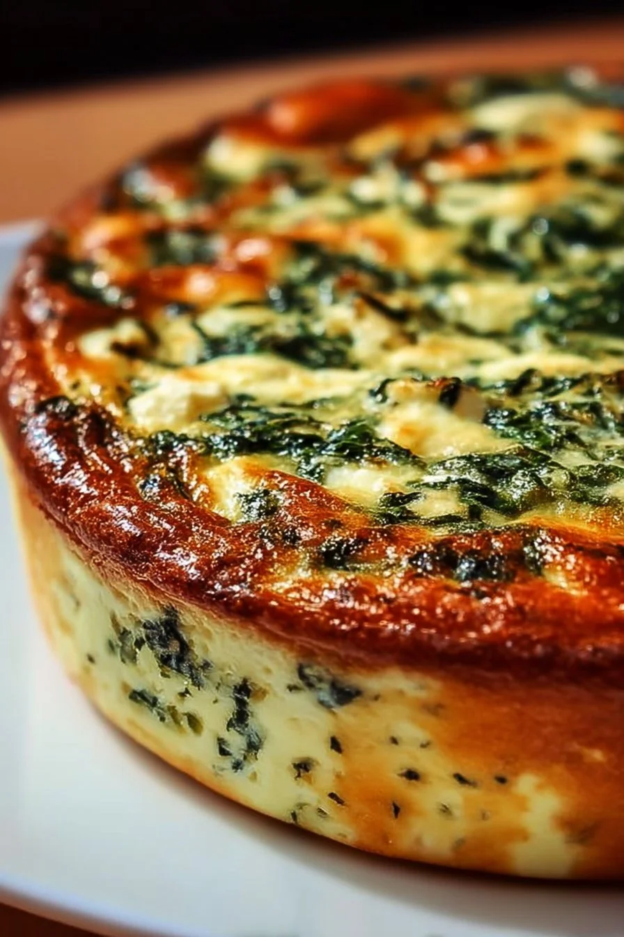 Cottage cheese and spinach crustless quiche fresh out of the oven