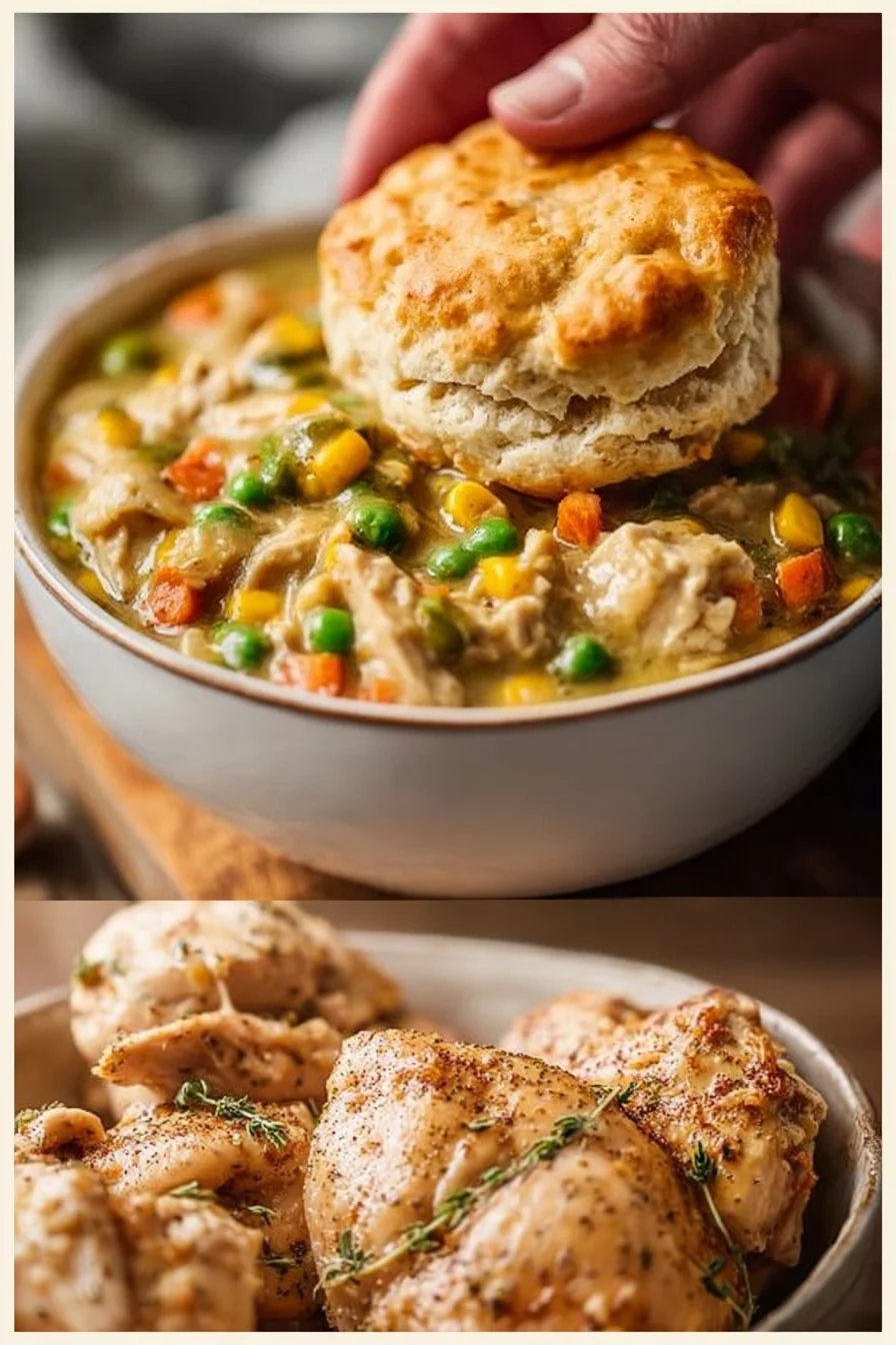 Crock Pot Chicken Pot Pie served in a cozy bowl