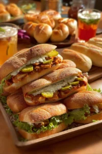 Dynamite Chicken Buns served on a plate, showcasing tasty ingredients and garnishes.