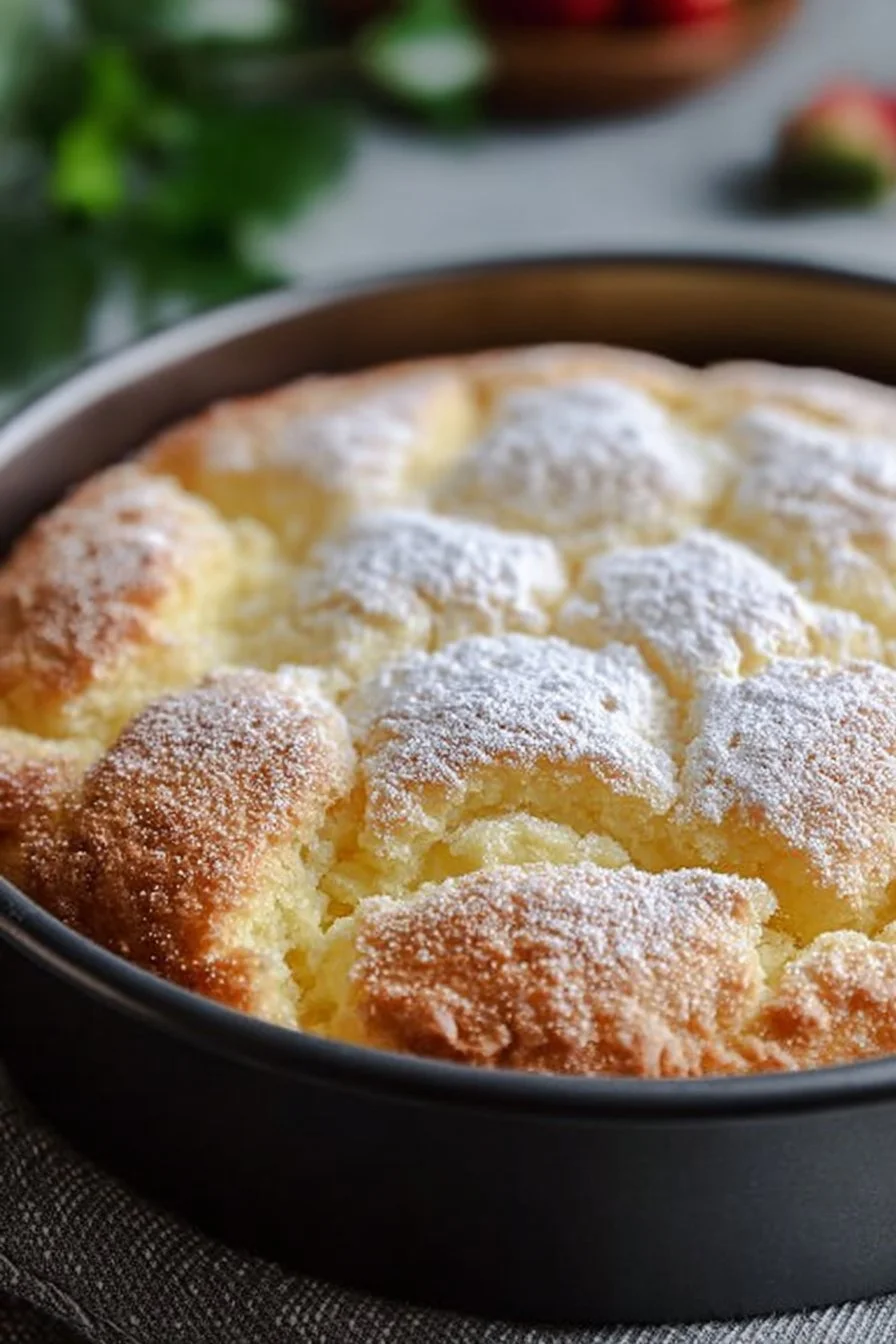 Homemade French butter cake decorated with fresh berries on a plate