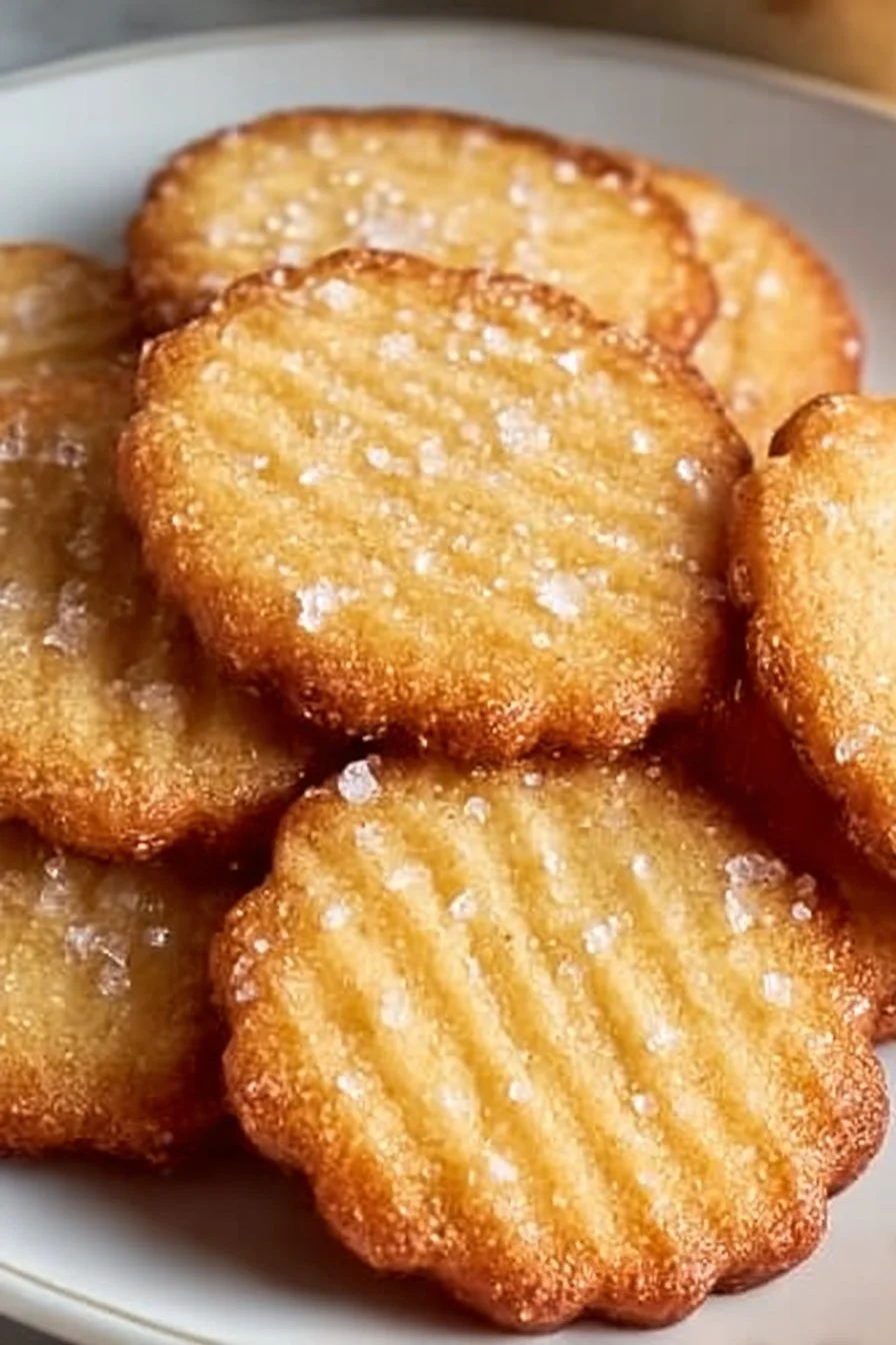 Delicious French salted butter cookies on a beautiful plate