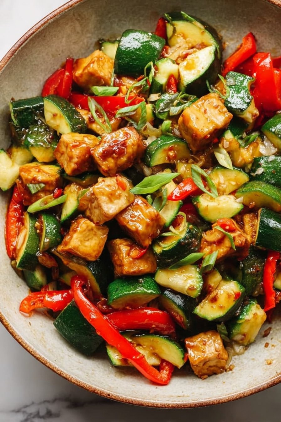 Zucchini Stir Fry With Tofu (Vegan)