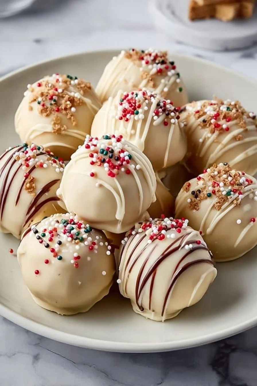 Delicious homemade gingerbread truffles topped with chocolate and spices