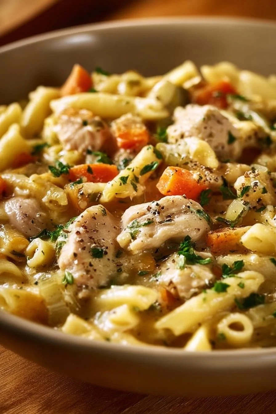 Delicious homemade Grandma's Chicken Pot Pie with flaky crust and savory filling