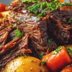 Delicious 5-star pot roast made in a slow cooker with vegetables