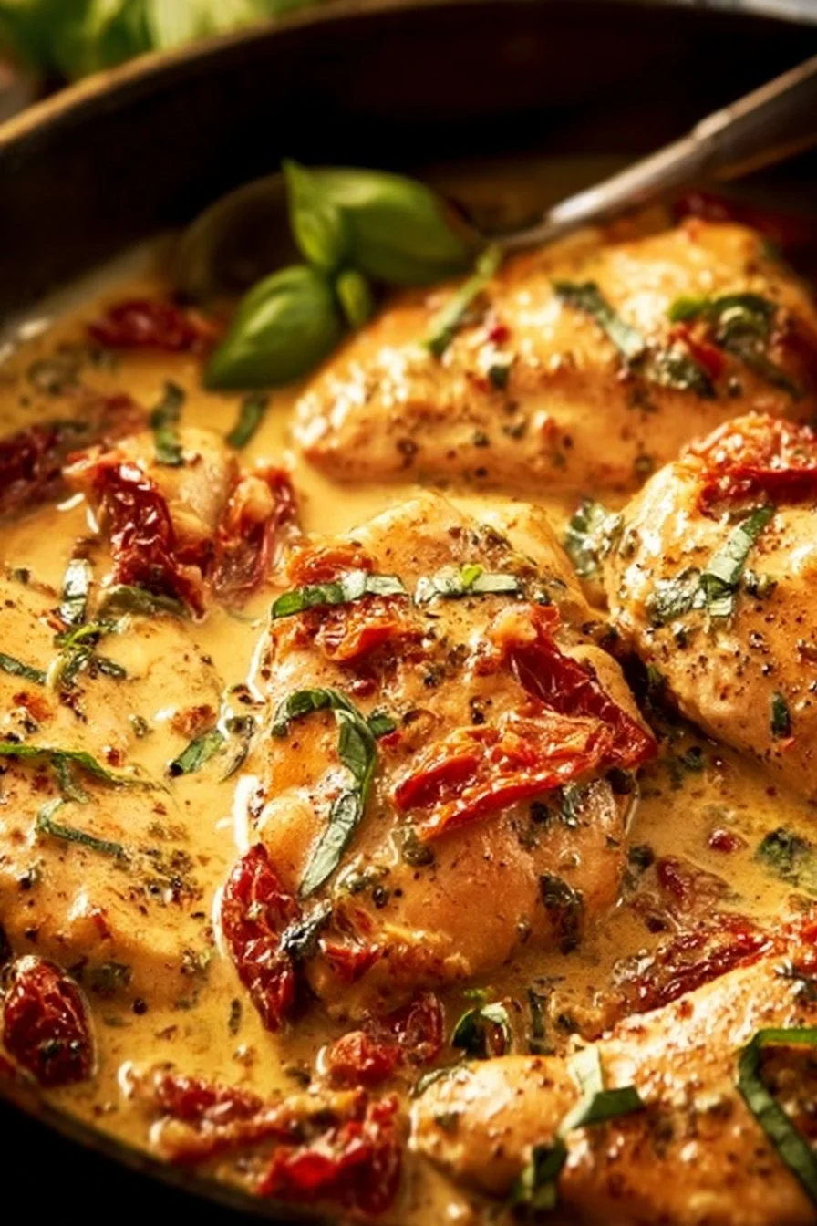 Delicious Marry Me Chicken served with herbs and creamy sauce