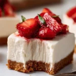 No bake vegan cheesecake bars made with creamy plant-based ingredients