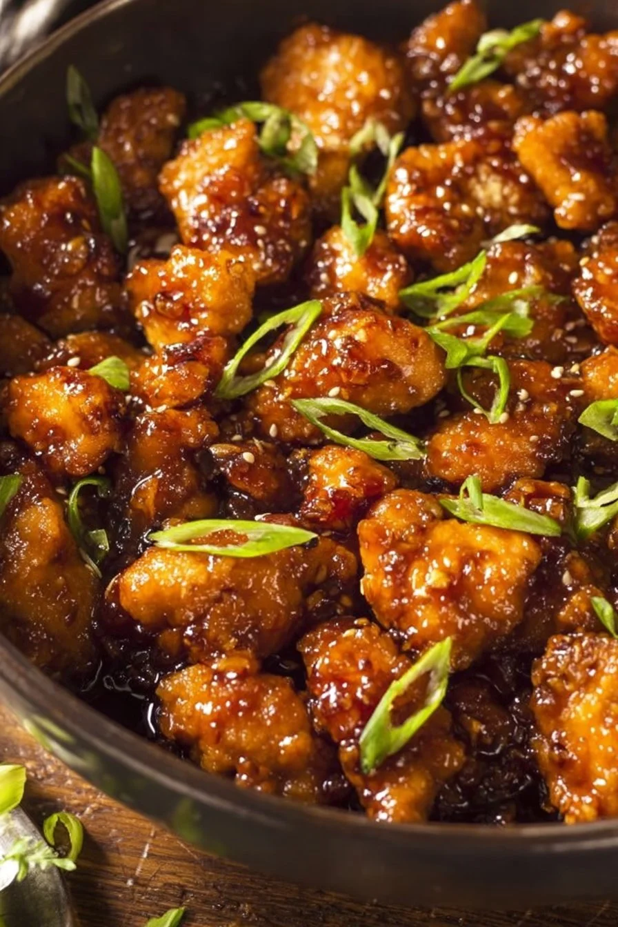 Delicious slow cooker orange chicken inspired by Panda Express