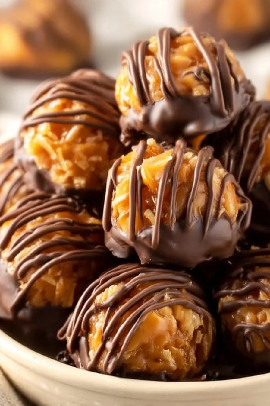 Delicious Samoa Truffles showcasing rich chocolate and coconut flavors.