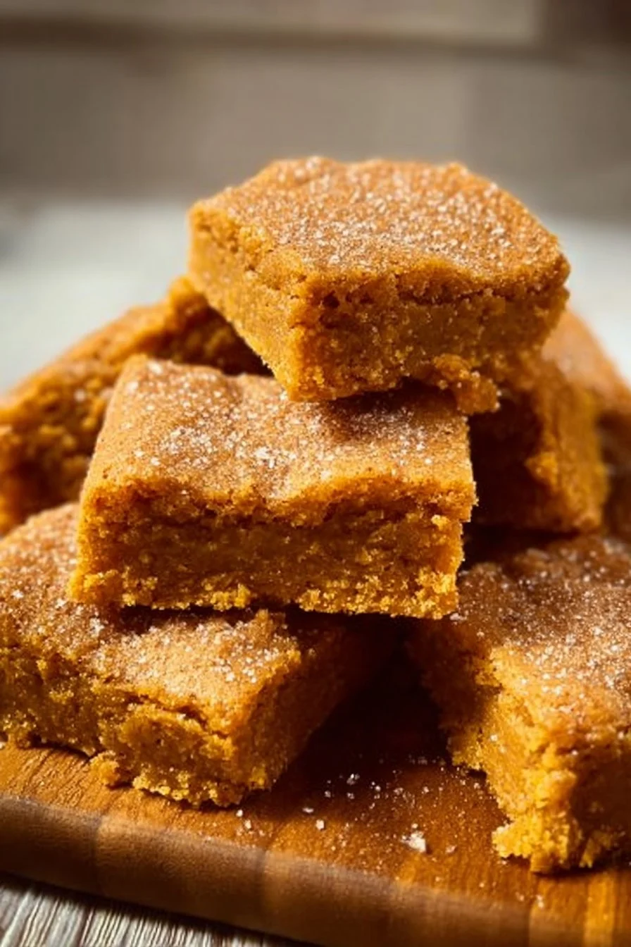 Deliciously baked sugar cookie vegan pumpkin bars with pumpkin spice topping.