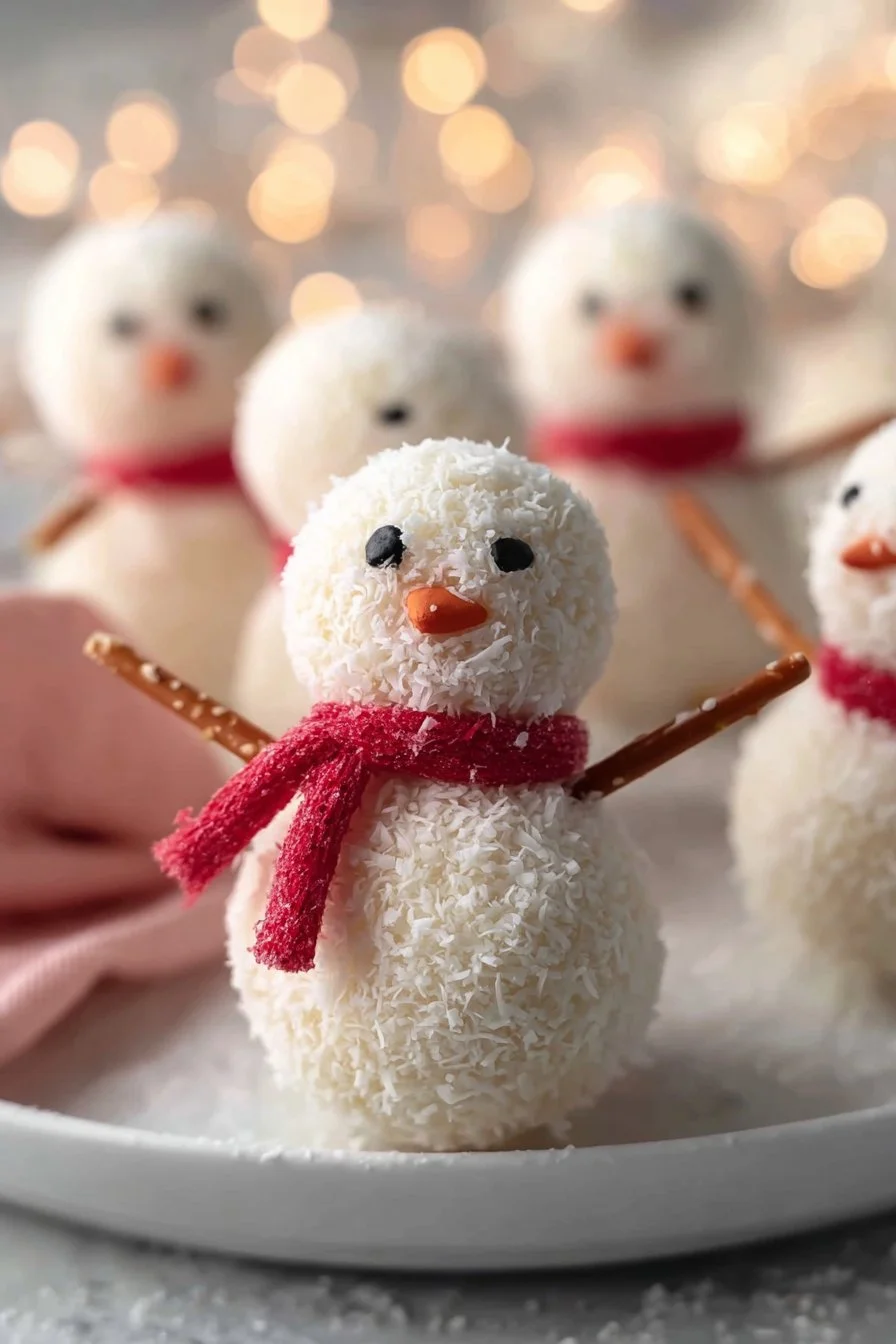 Cute snowmen truffles made for a no-bake holiday project.