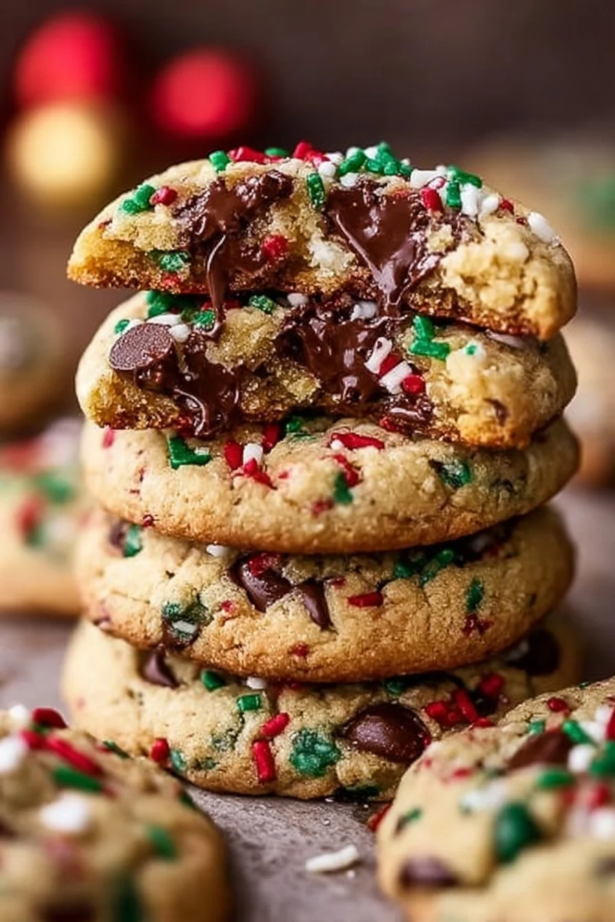 Winter Wonderland Chocolate Chip Cookies with festive decorations