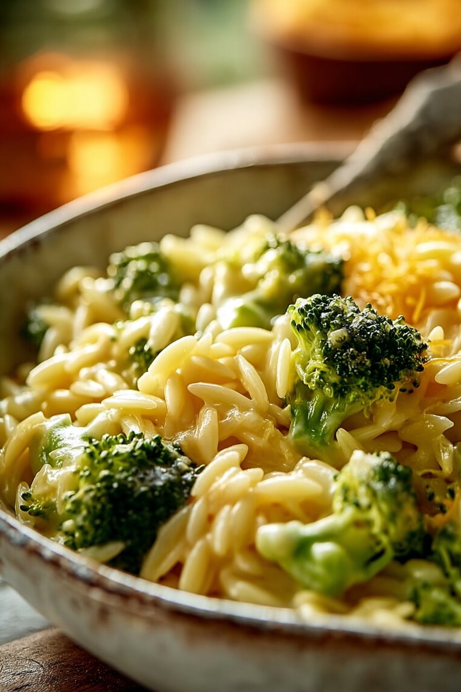 Creamy One-Pot Broccoli Cheddar Orzo