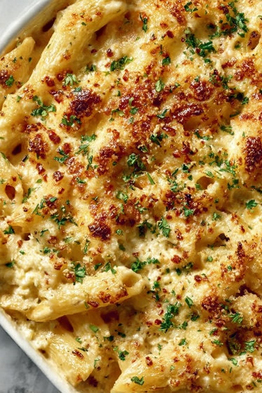 Creamy Garlic Parmesan Pasta Bake