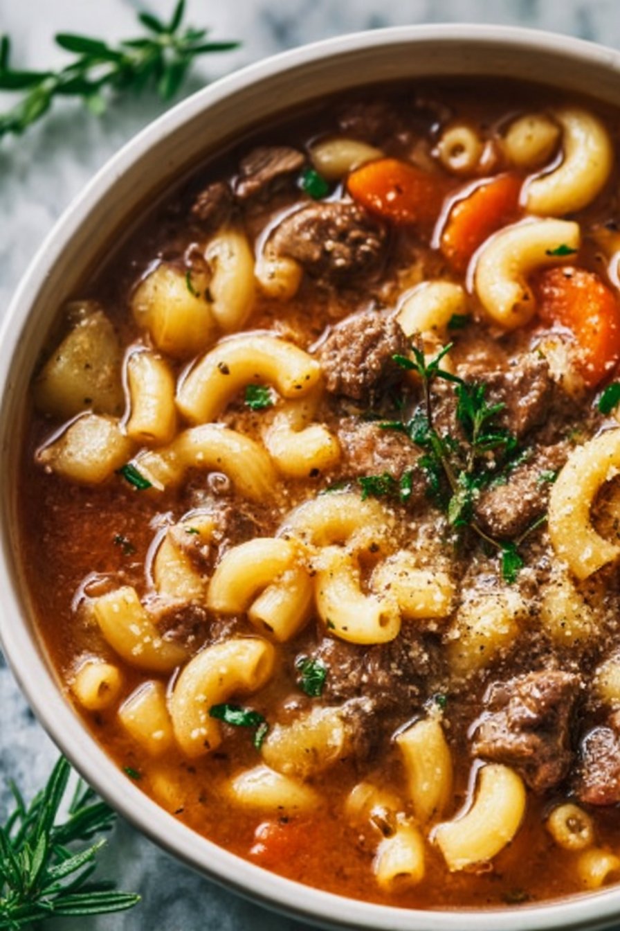 Beef and Macaroni Soup