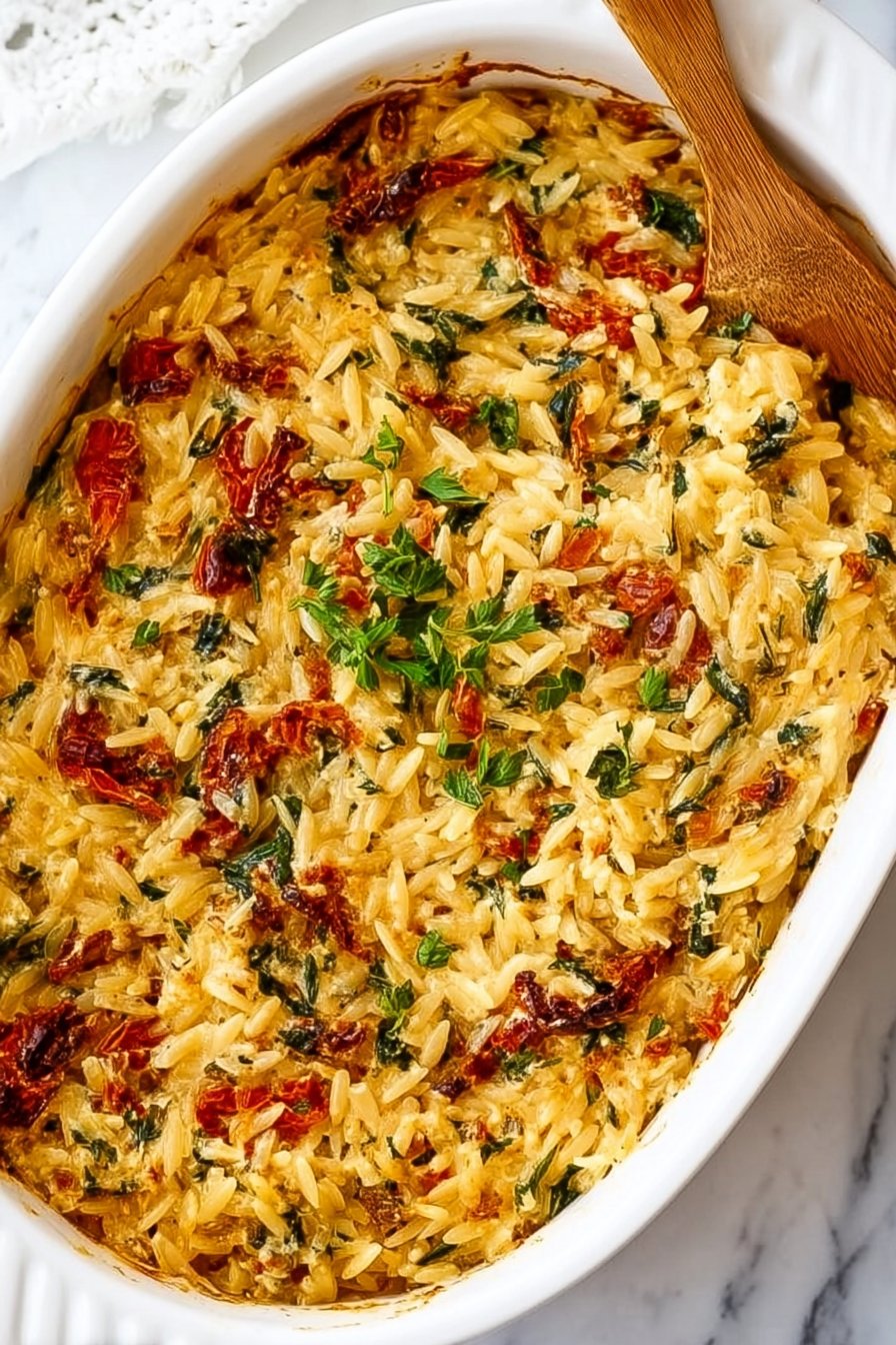 Sundried Tomato Boursin Baked Orzo