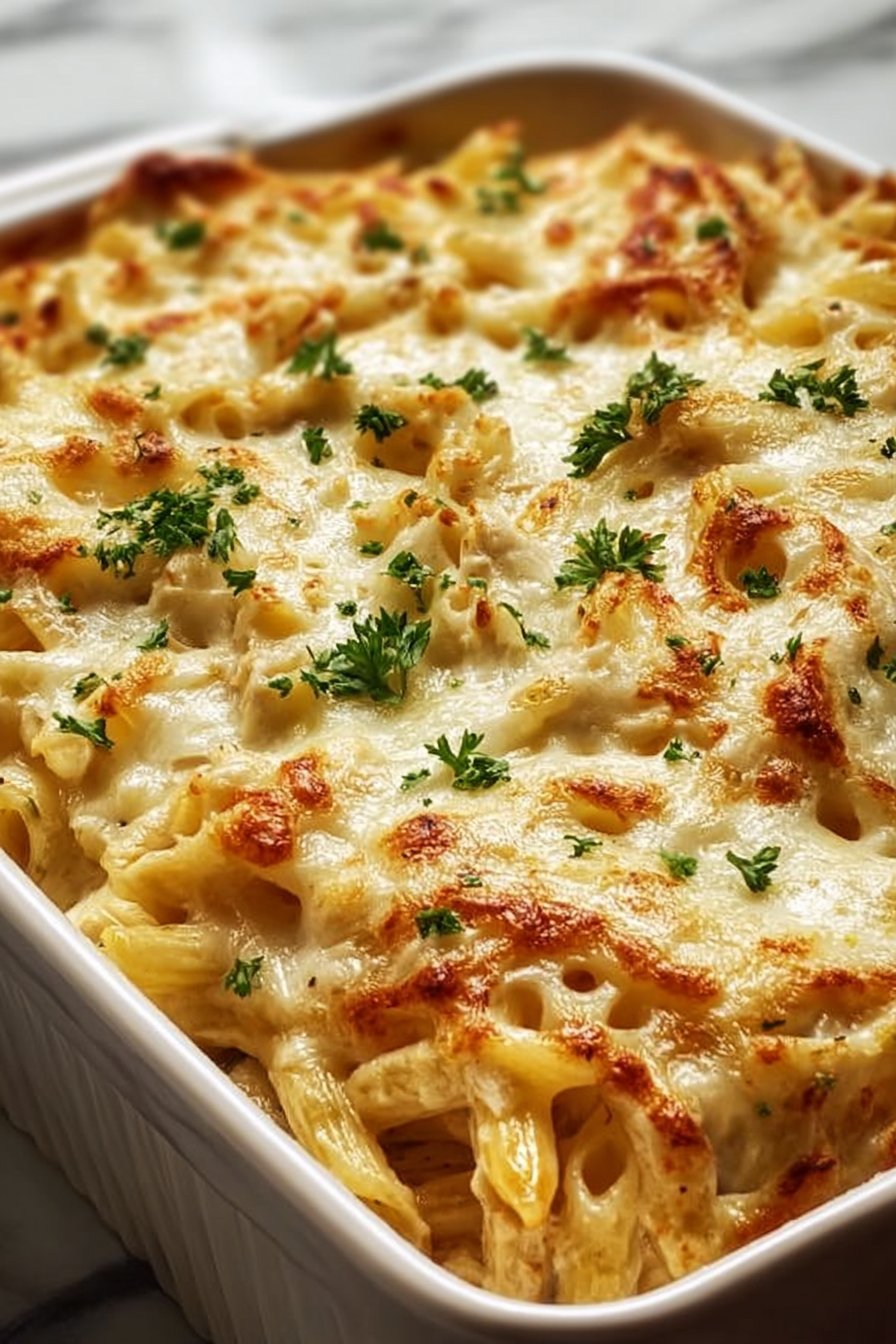Creamy Chicken Alfredo Pasta Bake