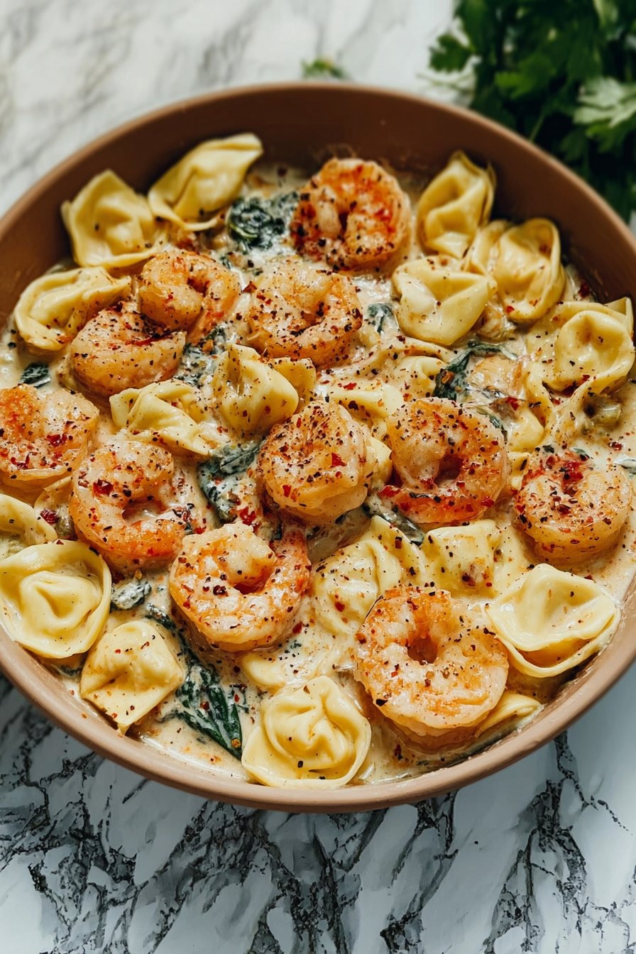 Shrimp Tortellini with Garlic Sauce