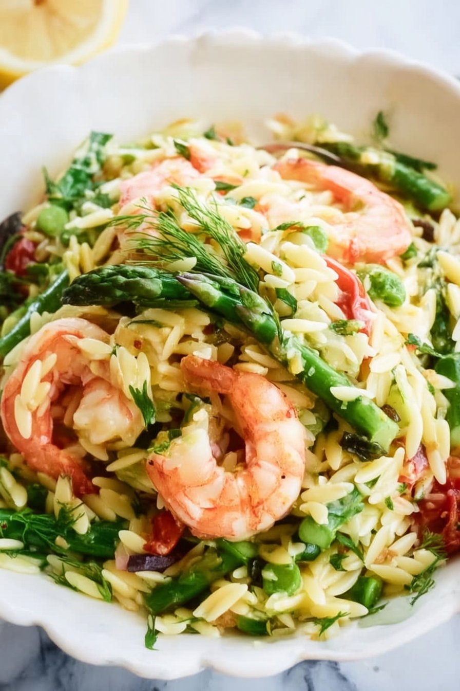 Shrimp Asparagus Orzo Pasta Salad