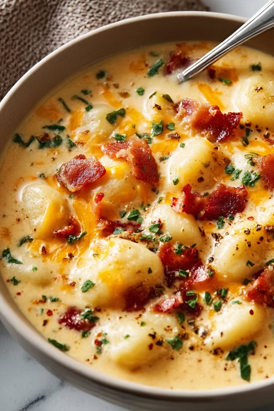 Bacon Cheddar Gnocchi Soup