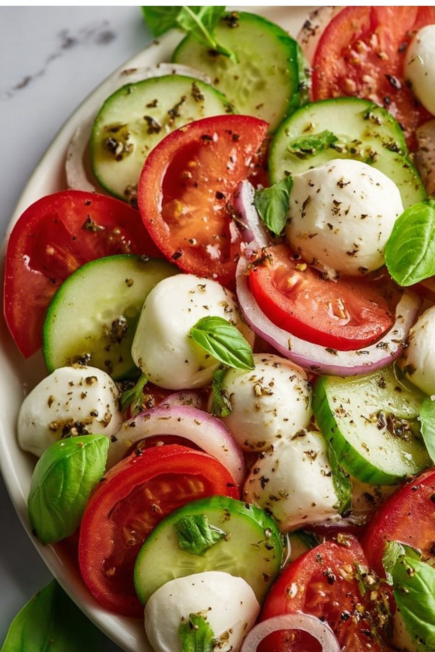 Juicy Cucumber Caprese Salad
