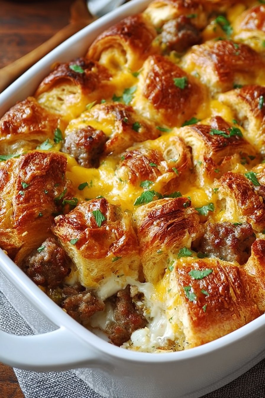 Overnight Croissant Breakfast Casserole