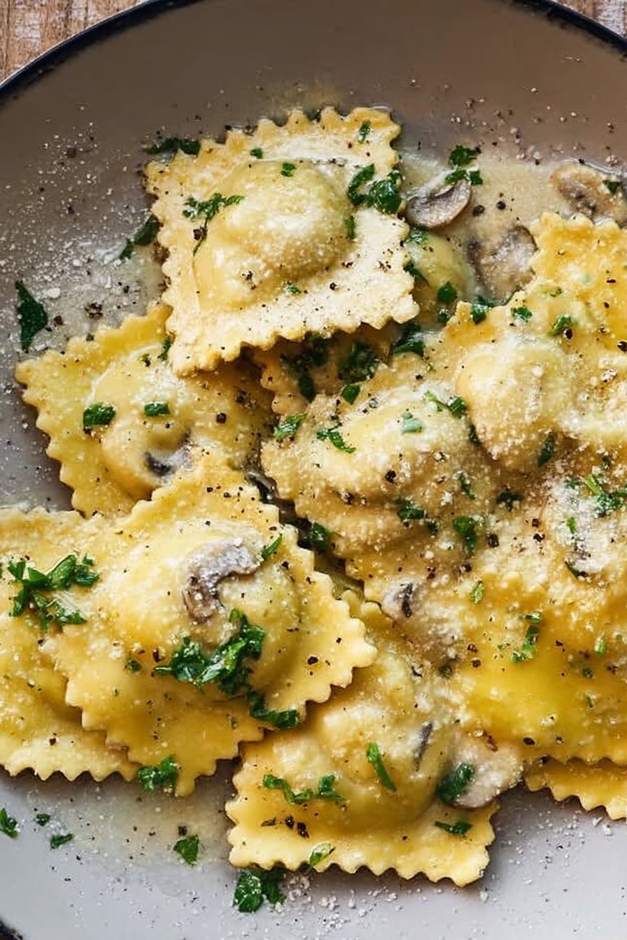 Homemade Creamy Mushroom Ravioli