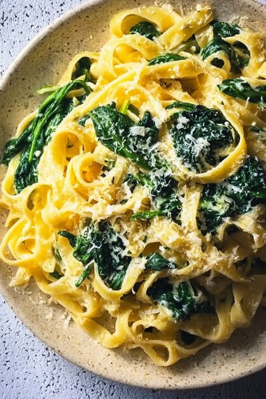 Tagliatelle with Spinach, Mascarpone, and Parmesan