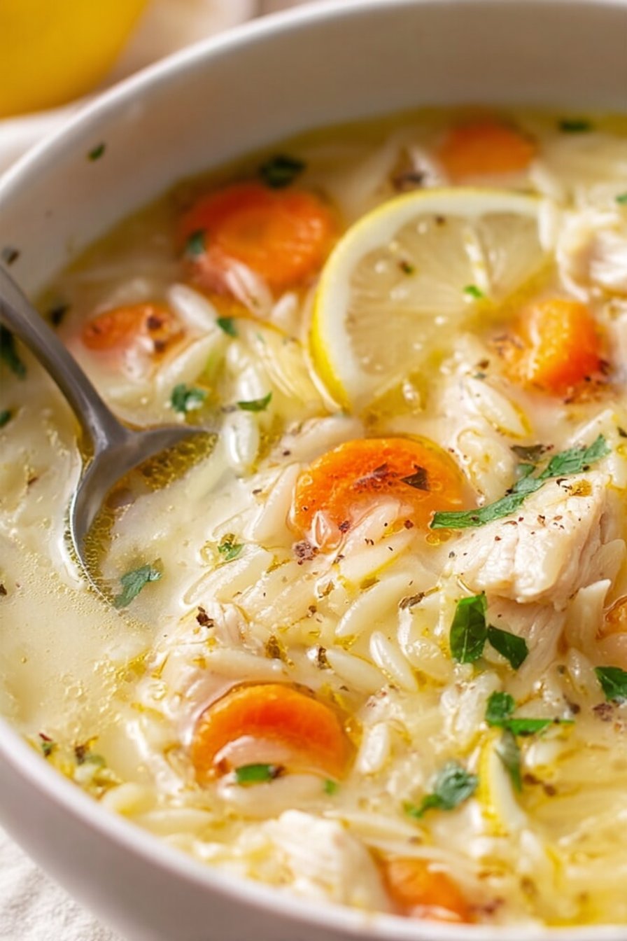 Lemon Chicken Soup with Orzo
