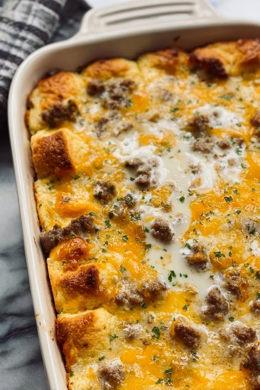 Biscuits and Gravy Breakfast Casserole