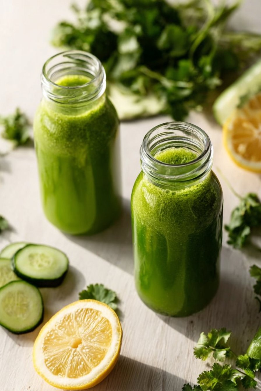 Green Apple Lemon Cucumber and Ginger Smoothie