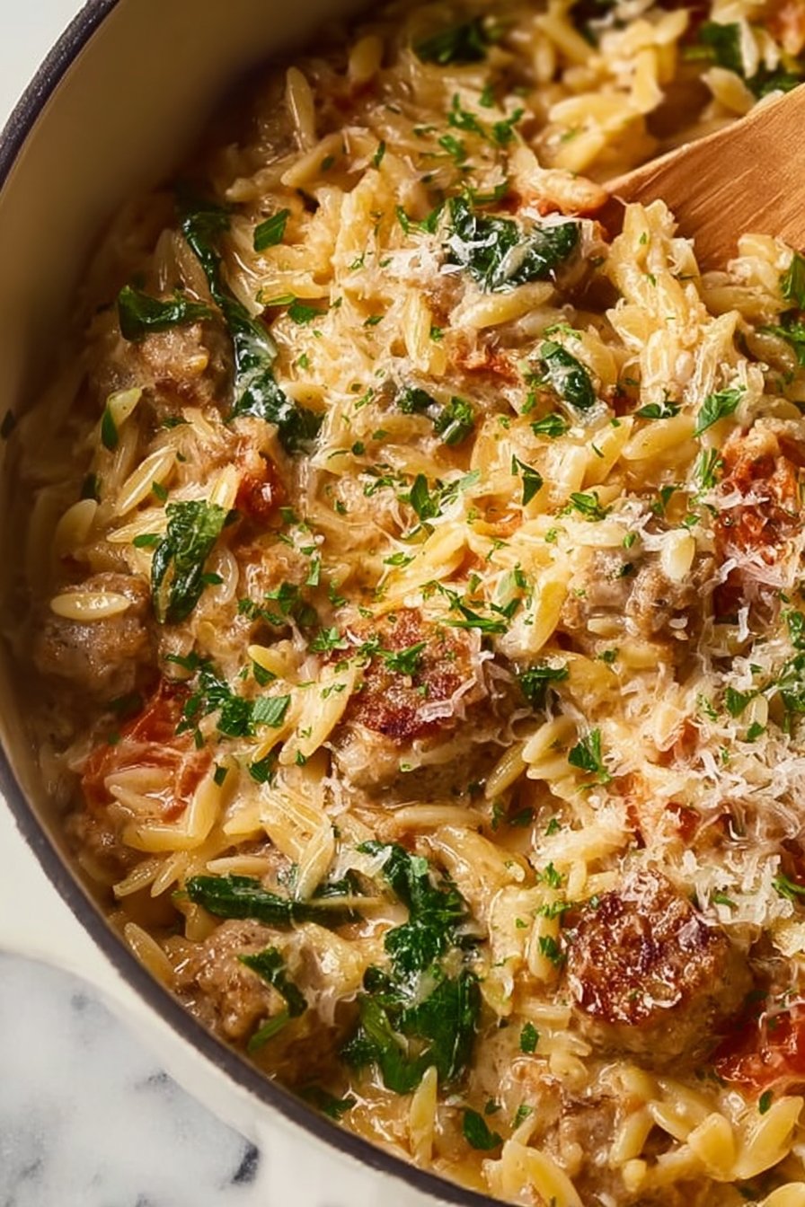 Creamy Italian Sausage Orzo