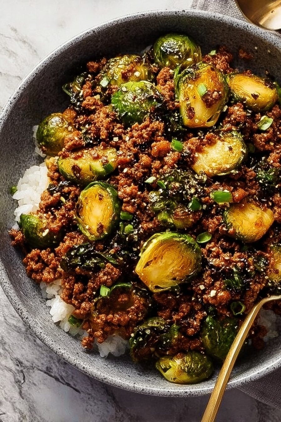 Ground Beef and Brussels Sprouts