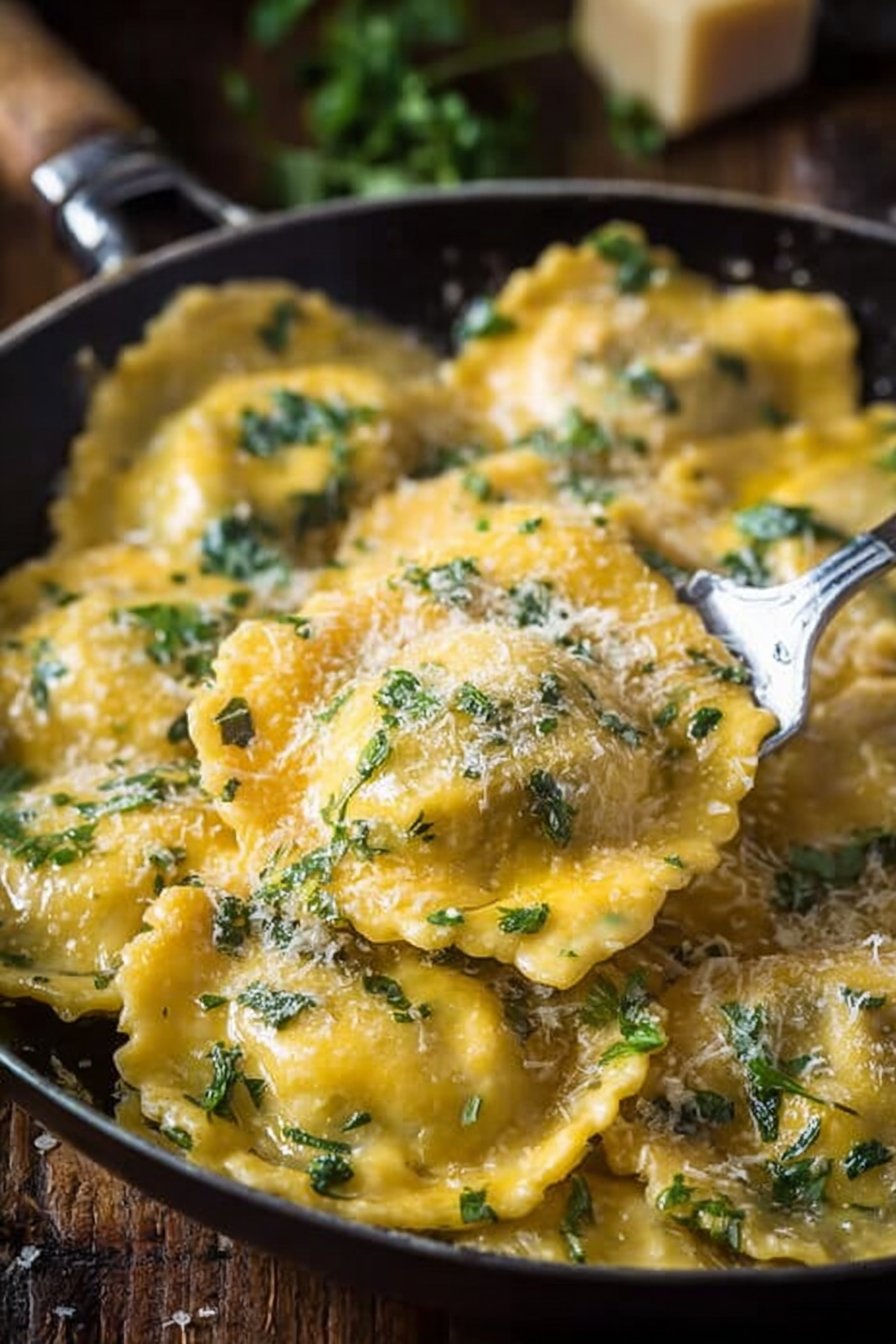 Homemade Creamy Mushroom Ravioli